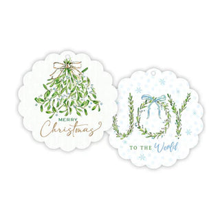 Gift Tags-Scalloped Rounds-Merry Christmas/ Joy to the World