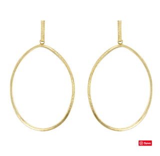 Twisted Oval Hoop Earrings- Brushed 18K Gold Plated