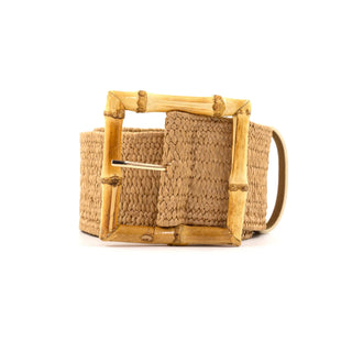 Bamboo Square Buckle Belt, Tan