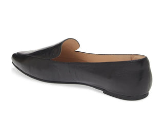 Ace Point Toe Flat in Black Leather