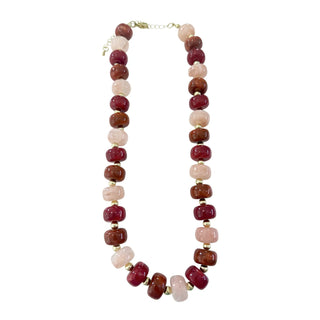 Kenny Chunky Beaded Necklace  - Maroon Mix