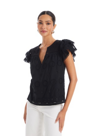 Alicia Top in Black Eyelet