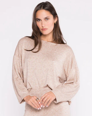Sweater Knit Boat Neck Top, Oatmeal
