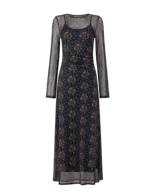 Printed Mesh Dress, Black Print