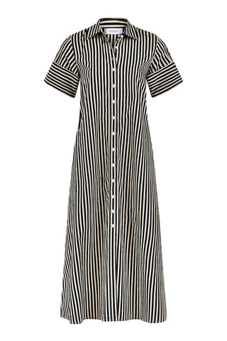 Gibbons Dress, Ganache Pinstripe