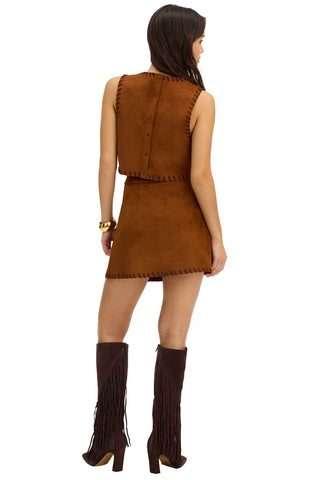 Whipstitch Ezra Skirt, Chestnut