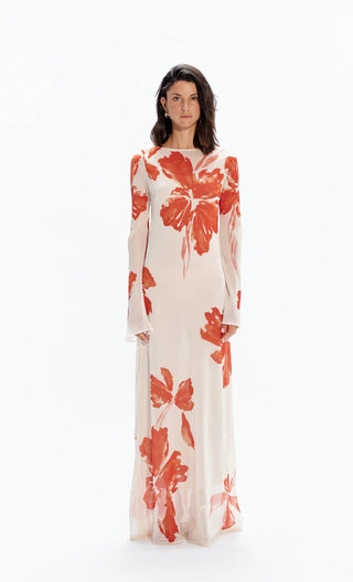 Venomous Tropical Maxi Dress, Orange Talla