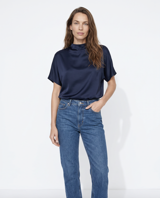 Butter Satin Batwing, Navy