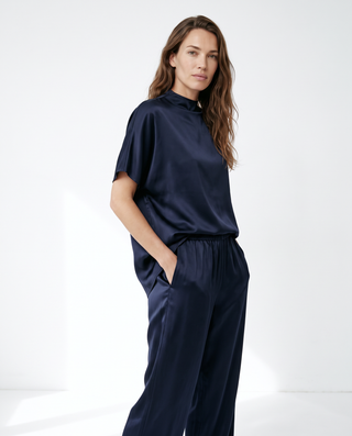 Butter Satin Batwing, Navy