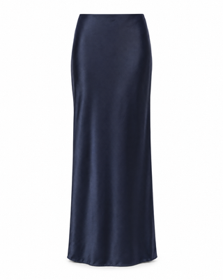Butter Satin Bias Cut Skirt, Navy