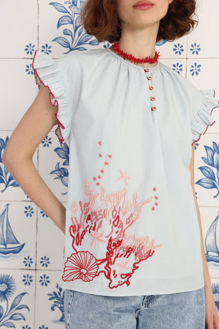 Coralline Blouse, Light Blue