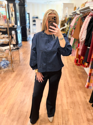 Vexa top, Indigo blue