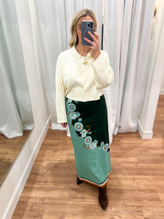 Dillon Skirt, Teal Floral