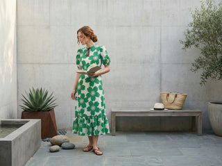 Freya Midi Dress, Green Akari