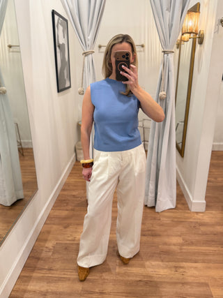 Betty Solid Top, Coastal Blue