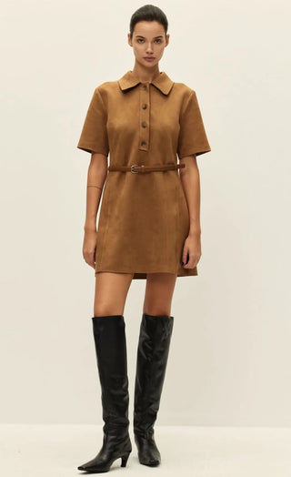 Ace Vegan Suede Mini Dress, Camel