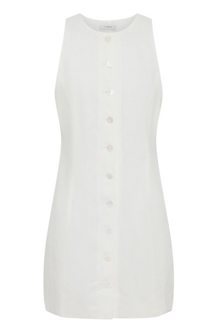 Mazi Linen Mini Dress, White