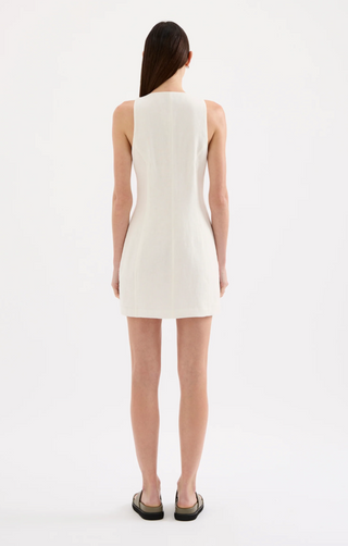 Mazi Linen Mini Dress, White