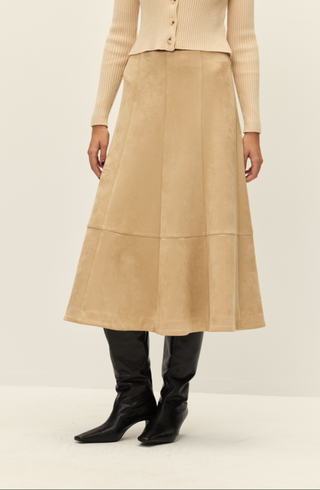 Vegan Suede Skirt, Khaki