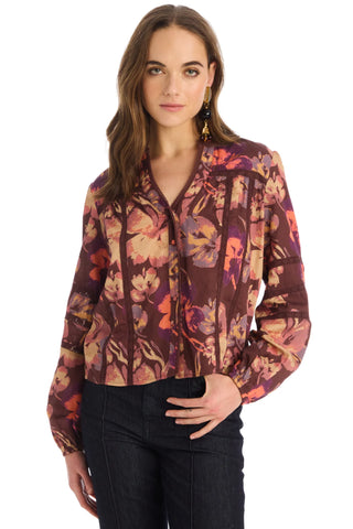 Maya Blouse, Brown Floral
