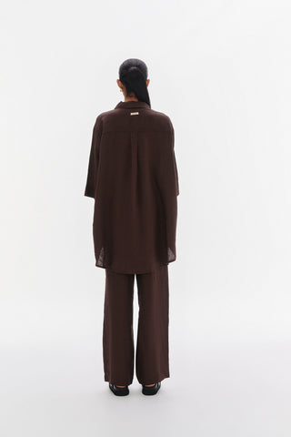 Lounge Linen Pant, Chocolate