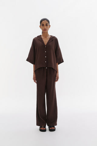 Lounge Linen Pant, Chocolate