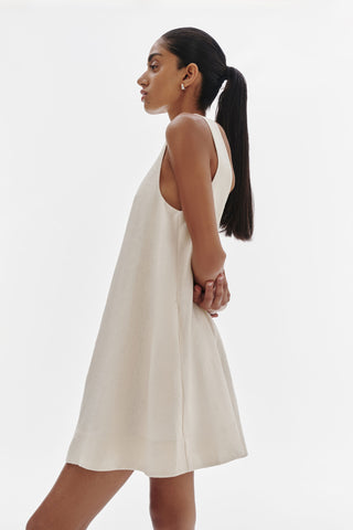 Nemi Linen Mini Dress, Chamomile