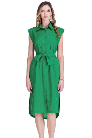 Round Hem Midi Dress, Green