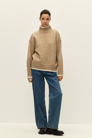 May Turtleneck Sweater, Taupe