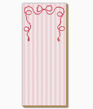 Luxe Skinny Pad-Holiday Red Bow with Tassels on Stripe