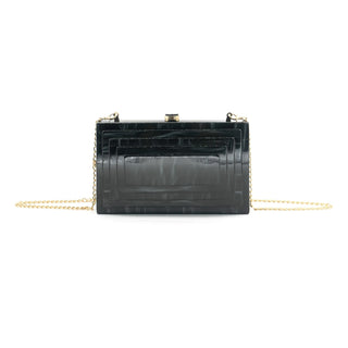 Rectangle Acrylic Evening Clutch in Black