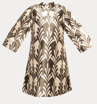 Diplomat Mini Dress Royal Palm Poly Dupion Oyster/Olive