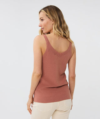 Mocha Ribbed V-Neck Tank