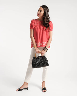 Rooster Wicker Basket Bag - Black