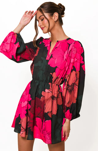 Pierce, Fuchsia Multi Sketched Floral