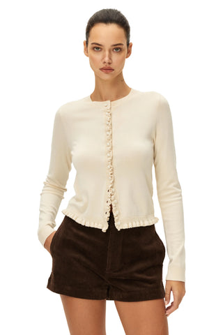 Camille Ruffled Knit Cardigan , Cream