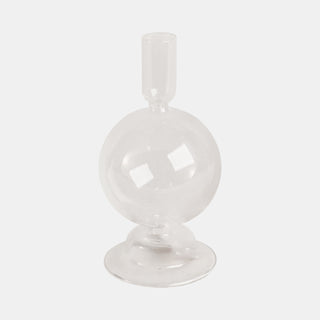 Glass Modern Bubble Taper Candle Holder - Clear, 7 in.