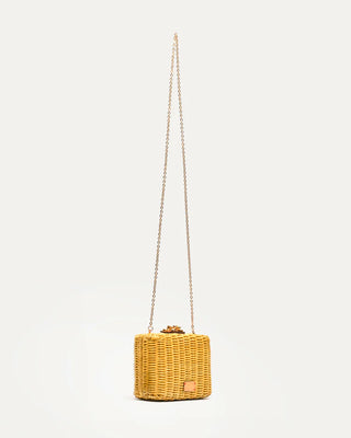 Canary Yellow Paige Wicker Box Clutch