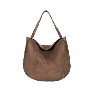 Large Faux Suede Bag, Chocolate