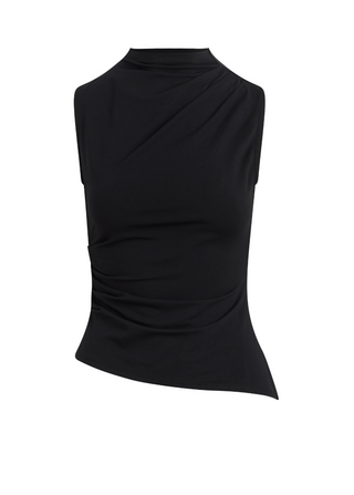 The Dove Draped Sleeveless Top in Black