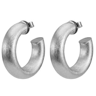 Small Chantal Hoops- Brushed Silver Plated