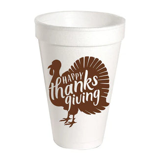Styrofoam Cup-Brown Turkey Happy Thanksgiving