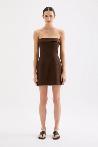 Lyra Linen Dress, Chocolate