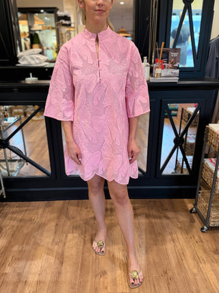 High Neck Tunic, Pink Bow Lace