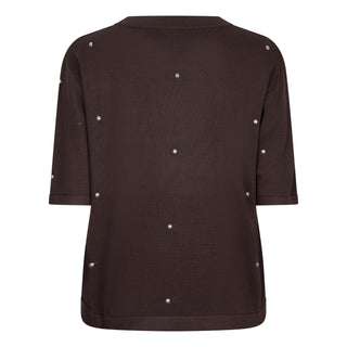 Short-Sleeve Sweater With Studs , Cacao