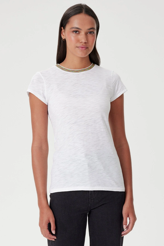 Pave Ringer Tee in White