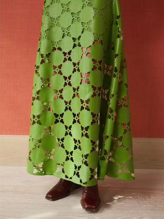 Elizabeth Skirt, Laser Cut Green