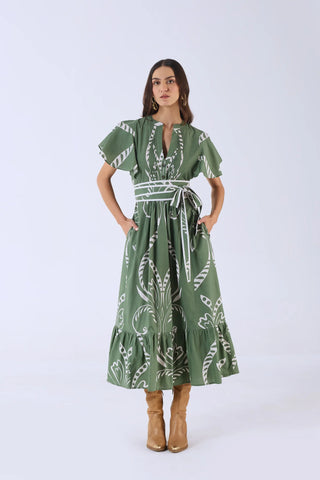 Leni Dress in Fountain Green