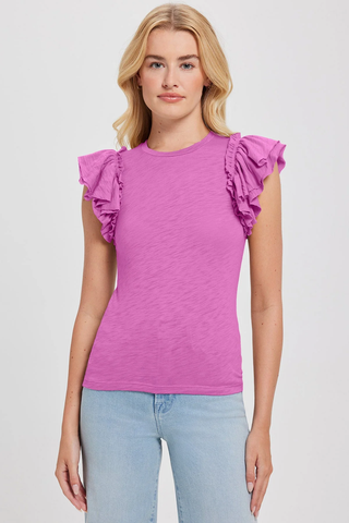 Sleeveless Double Ruffle Tee in Orchid