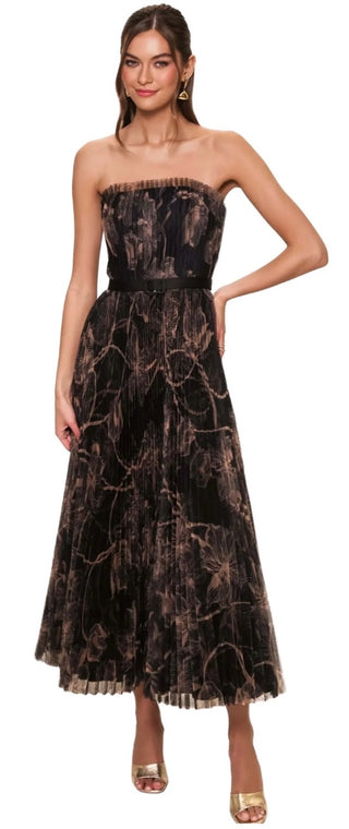 Bromley Gown, Black/Apricot Two Tone Vining Buds